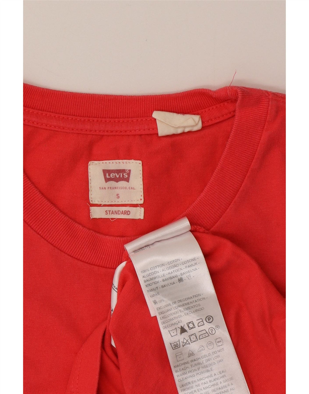 LEVI'S Herren Standard T-Shirt Top Small Rot Baumwolle