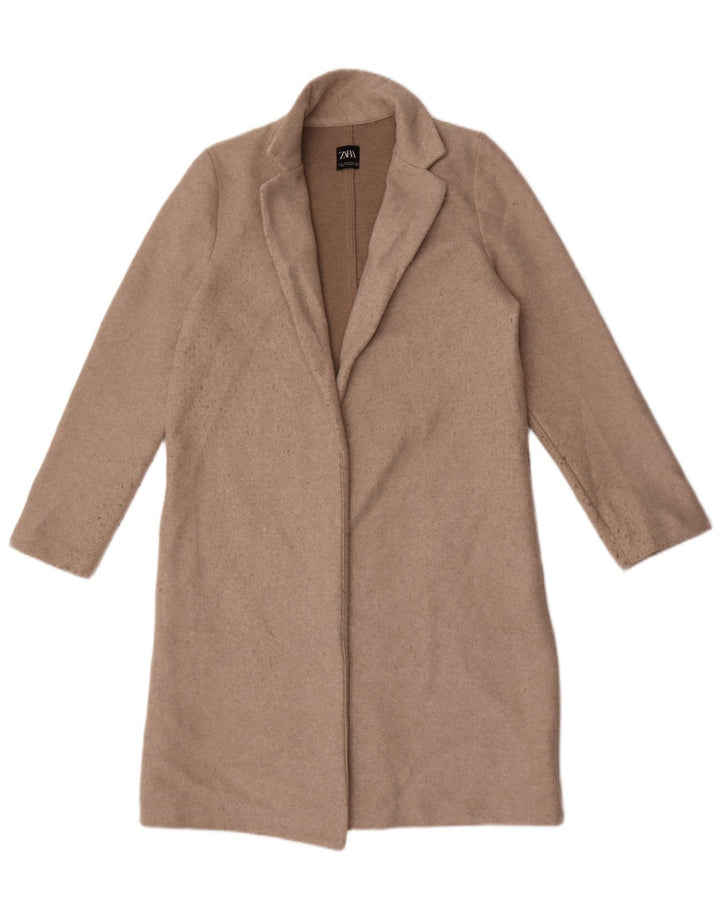 Zara Womens Open Overcoat UK 14 Mittelgraues Polyester