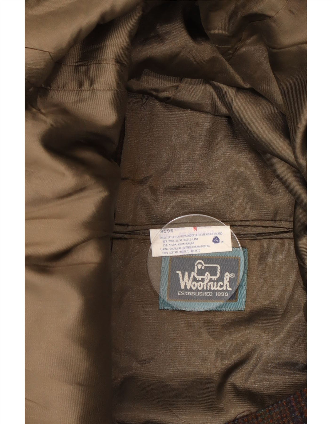 Woolrich Herren-Blazer mit 2 Knöpfen, UK 38, mittelbraune Wolle mit Hahnentrittmuster