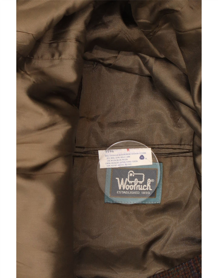 Woolrich Herren-Blazer mit 2 Knöpfen, UK 38, mittelbraune Wolle mit Hahnentrittmuster