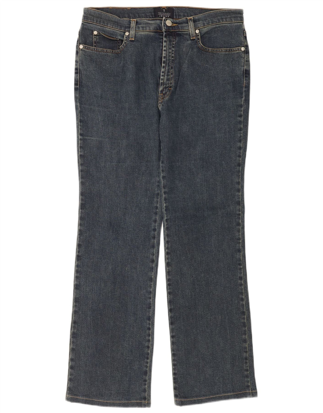 Trussardi Damen Bootcut-Jeans W32 L30 Blaue Baumwolle