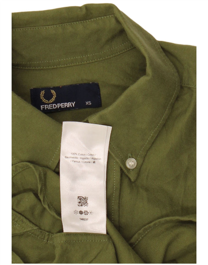 Fred Perry Herren Kurzarmhemd XS Grüne Baumwolle