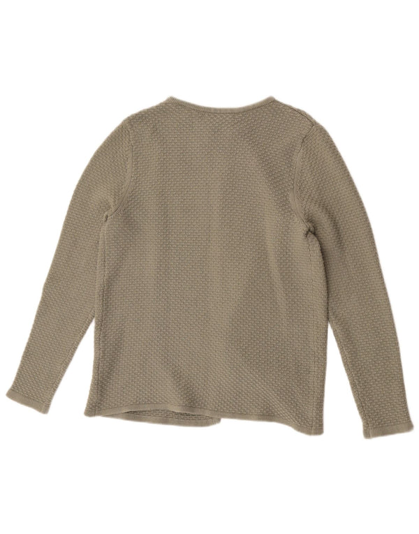 Crew Clothing Offener Damen-Cardigan-Pullover UK 14 Mittelgrüne Baumwolle