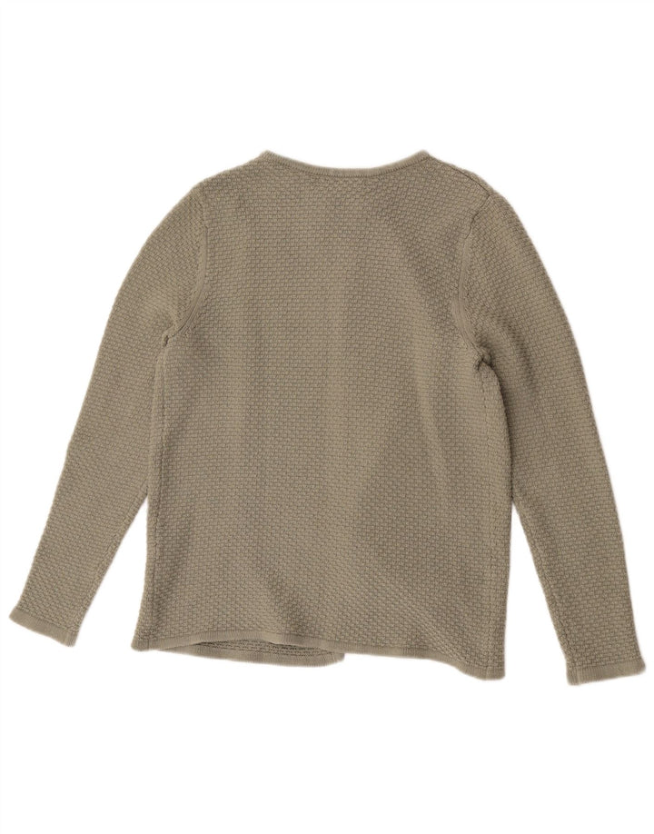 Crew Clothing Offener Damen-Cardigan-Pullover UK 14 Mittelgrüne Baumwolle