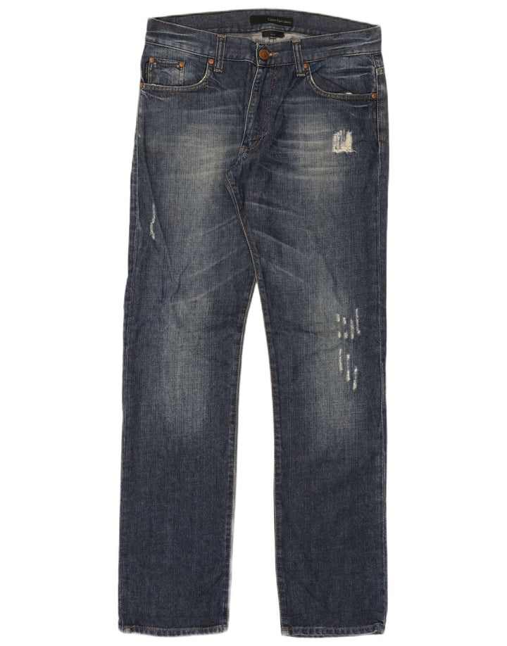 Calvin Klein Herren Distressed Slim Jeans W31 L33 Blaue Baumwolle