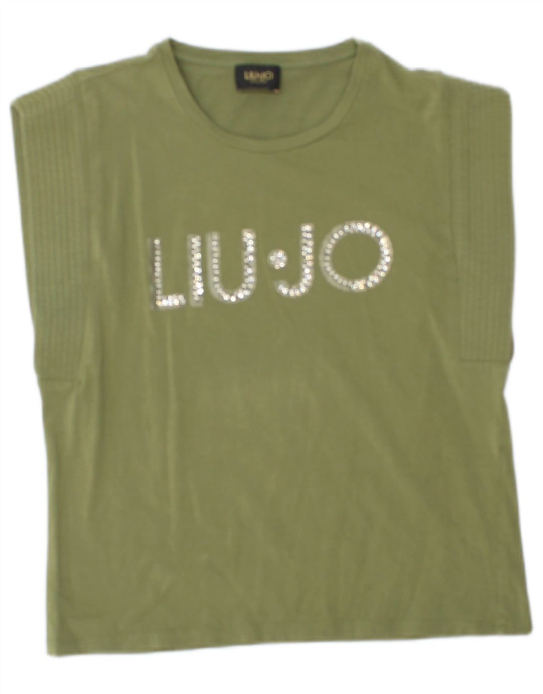 LIU JO Damen Grafik-T-Shirt-Oberteil UK 12 Mittelgrün