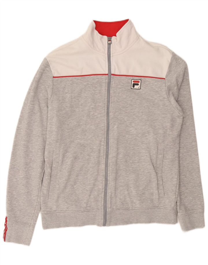 Fila Herren-Trainingsanzug-Top-Jacke, große graue Colourblock-Baumwolle
