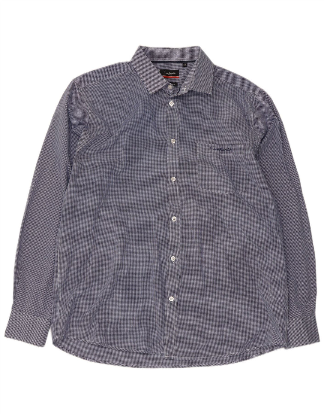 PIERRE CARDIN Herren-Hemd mit normaler Passform, 2XL, blaues Gingham-Polyester