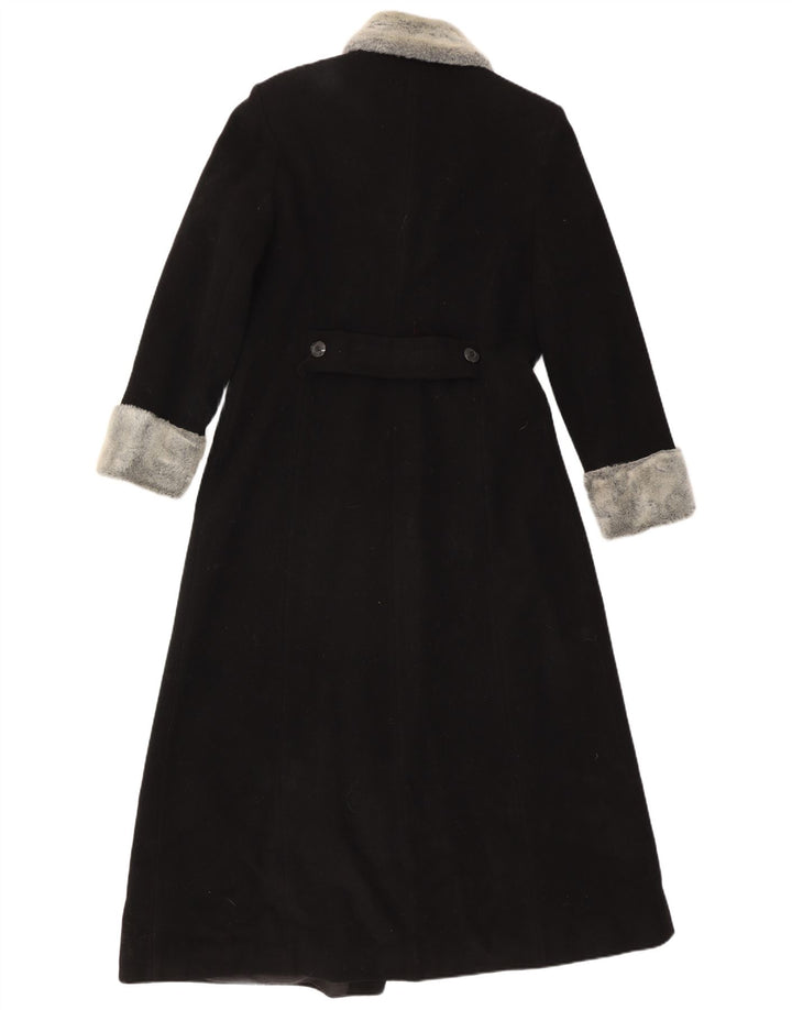Pimkie Damen Zweireihiger Mantel IT 44 Mittelschwarze Wolle