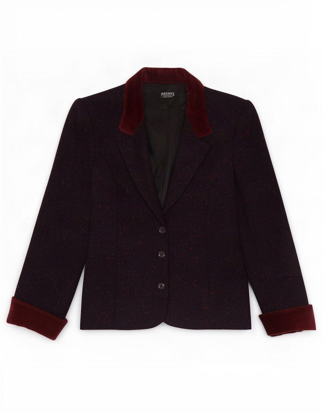 Reldan Damen-Blazerjacke mit 3 Knöpfen, UK 14, mittleres Burgunderrot, gefleckte Schurwolle