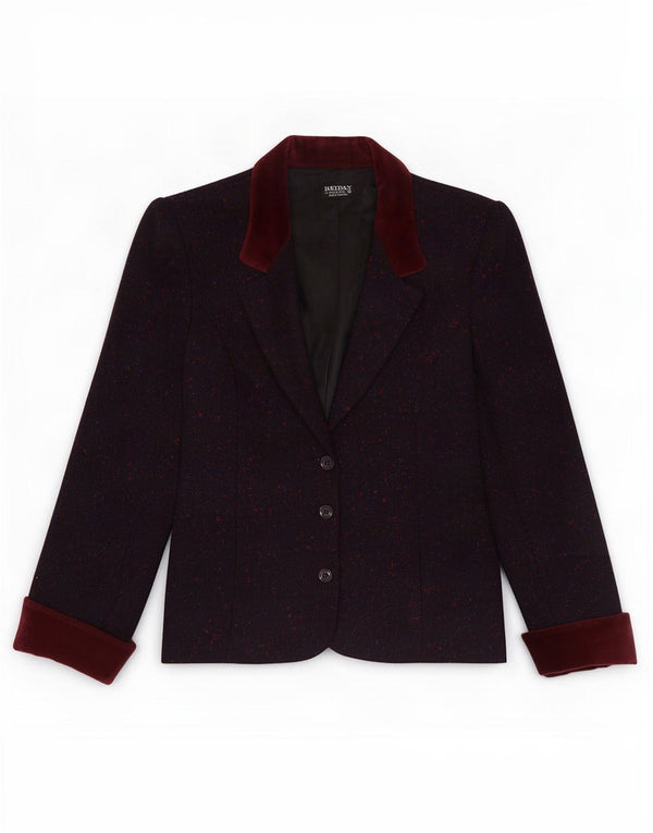 Reldan Damen-Blazerjacke mit 3 Knöpfen, UK 14, mittleres Burgunderrot, gefleckte Schurwolle
