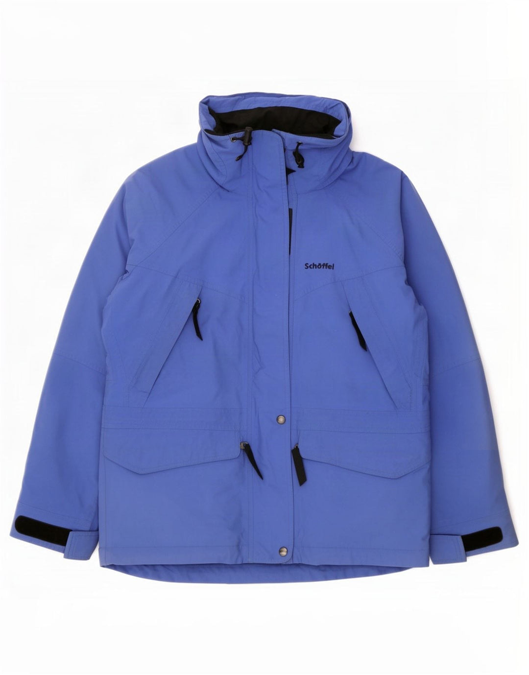 Schöffel Damen-Regenjacke mit Kapuze, übergroß, UK 12, Mittelblau, Polyamid