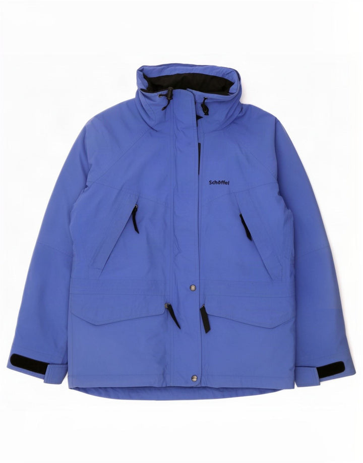 Schöffel Damen-Regenjacke mit Kapuze, übergroß, UK 12, Mittelblau, Polyamid