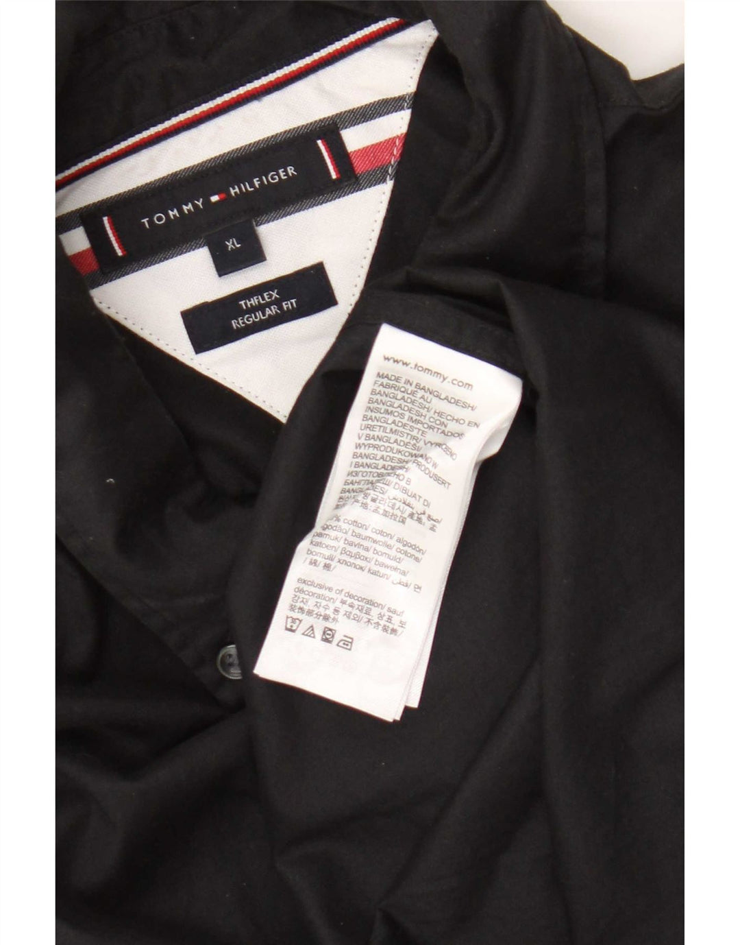 Tommy Hilfiger Herren Regular Fit Hemd XL Schwarz Baumwolle