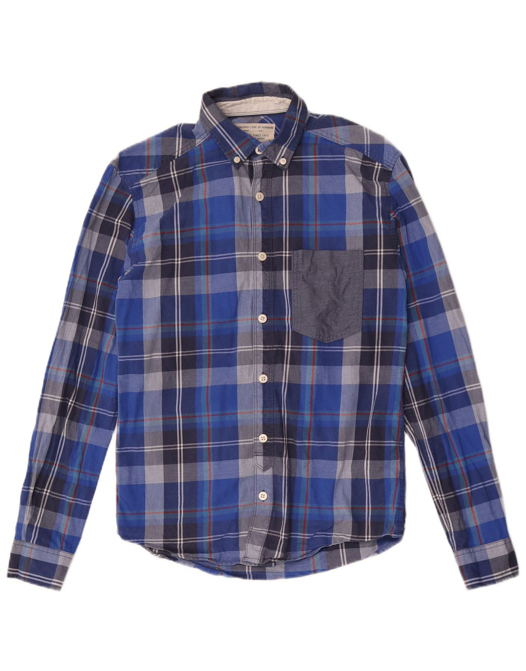Jack & Jones Flanellhemd für Jungen, 11–12 Jahre, blau kariert, Baumwolle