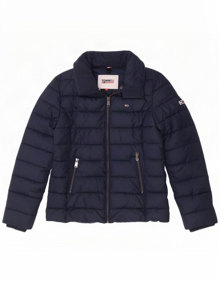 Tommy Hilfiger Damen Wattierte Jacke UK 14 Medium Marineblau Polyester