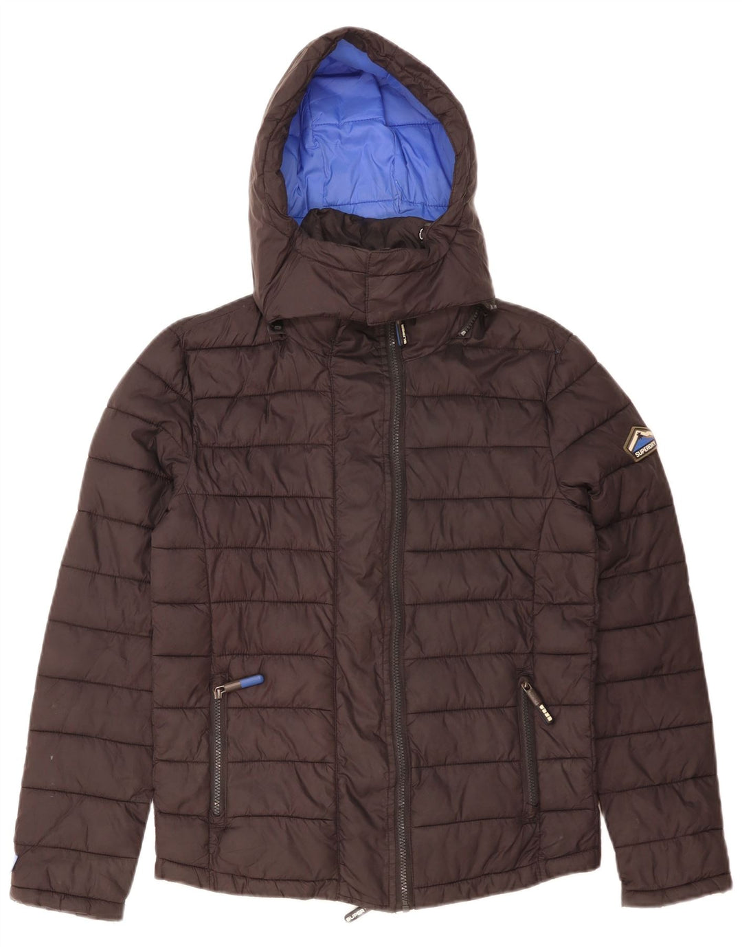 Superdry Herren-Jacke mit Kapuze, gepolstert, UK 36, Small, schwarzes Nylon