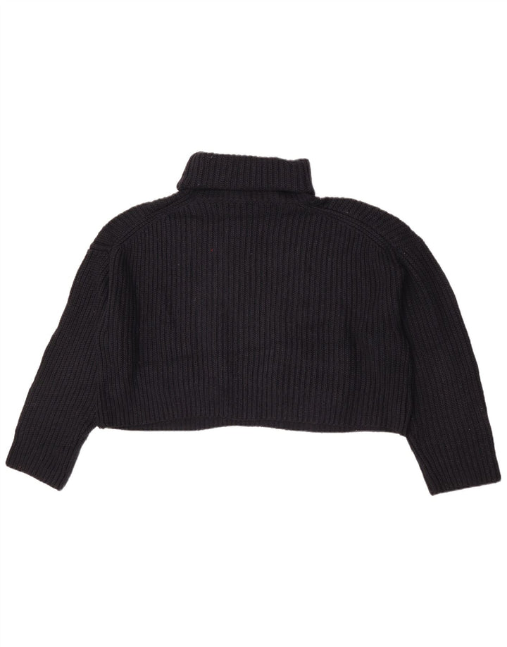 Zara Damen Crop Oversized Rollkragenpullover Pullover UK 14 Mittelschwarz