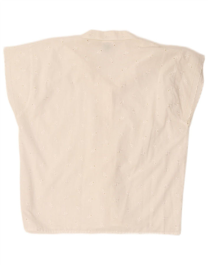 C&A Damen Kurzarm-Hemdbluse EU 44 XL Weiß geblümtes Polyester