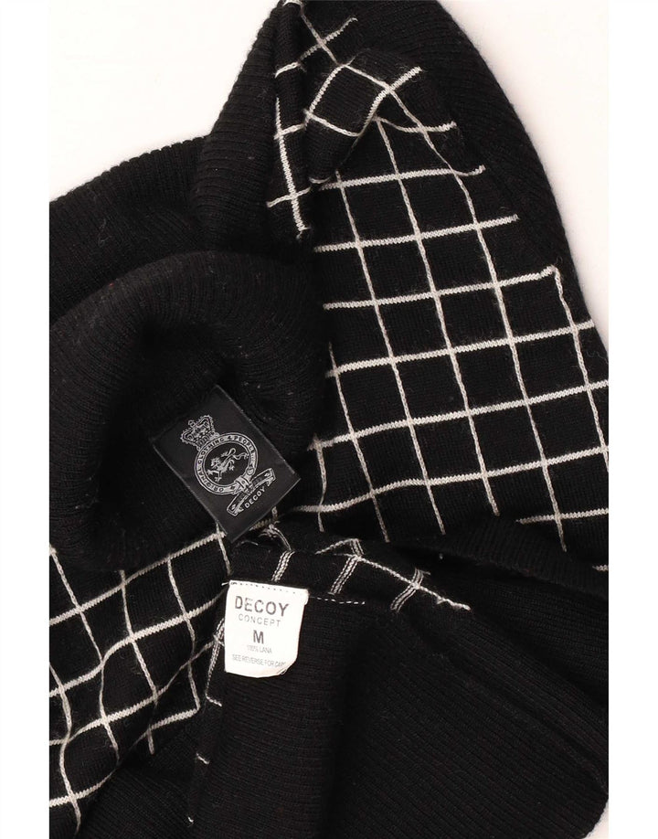 Vintage Damen Rollkragenpullover Pullover UK 12 Mittelschwarz karierte Wolle
