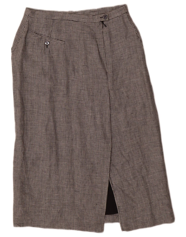 Vintage Damen Midirock UK 10 Small W28 Grau Hahnentritt