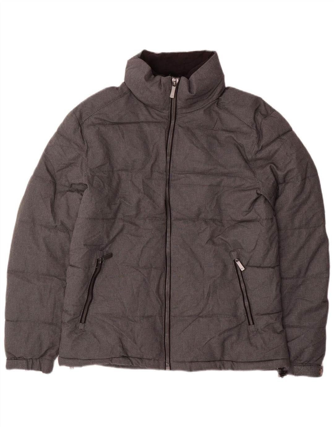Zara Herren Wattierte Jacke UK 36 Small Grau Polyester
