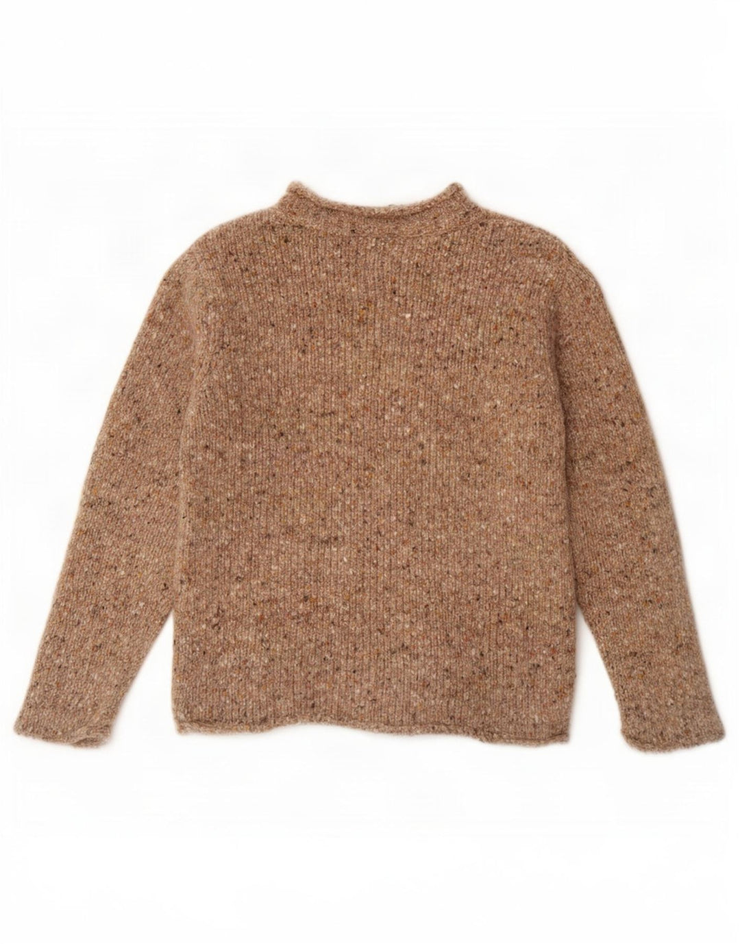 Aran Damen-Pullover mit Rollkragen, übergroß, Gr. 10, Größe S, Beige gefleckt