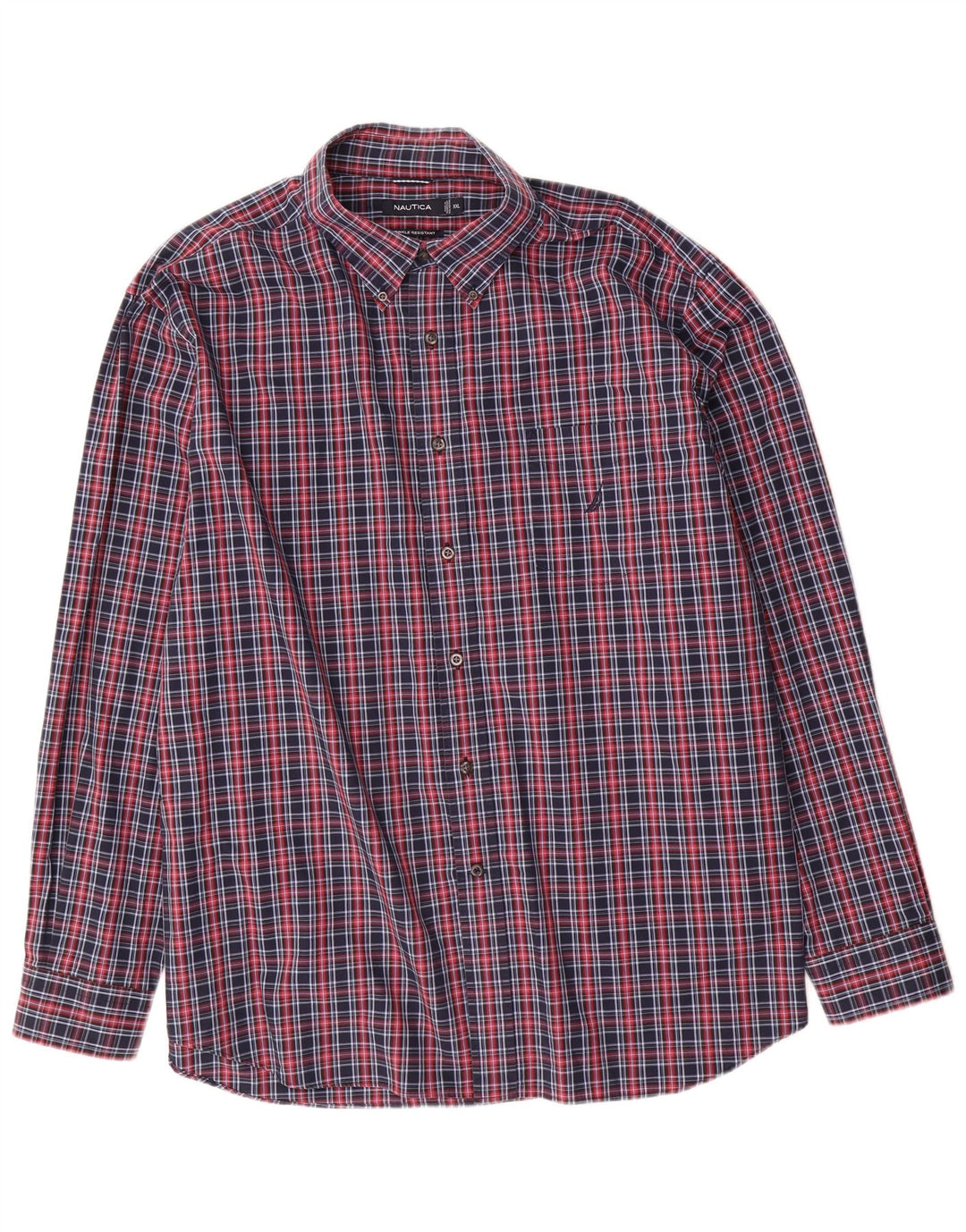 Nautica Herrenhemd 2XL Marineblau kariert Baumwolle