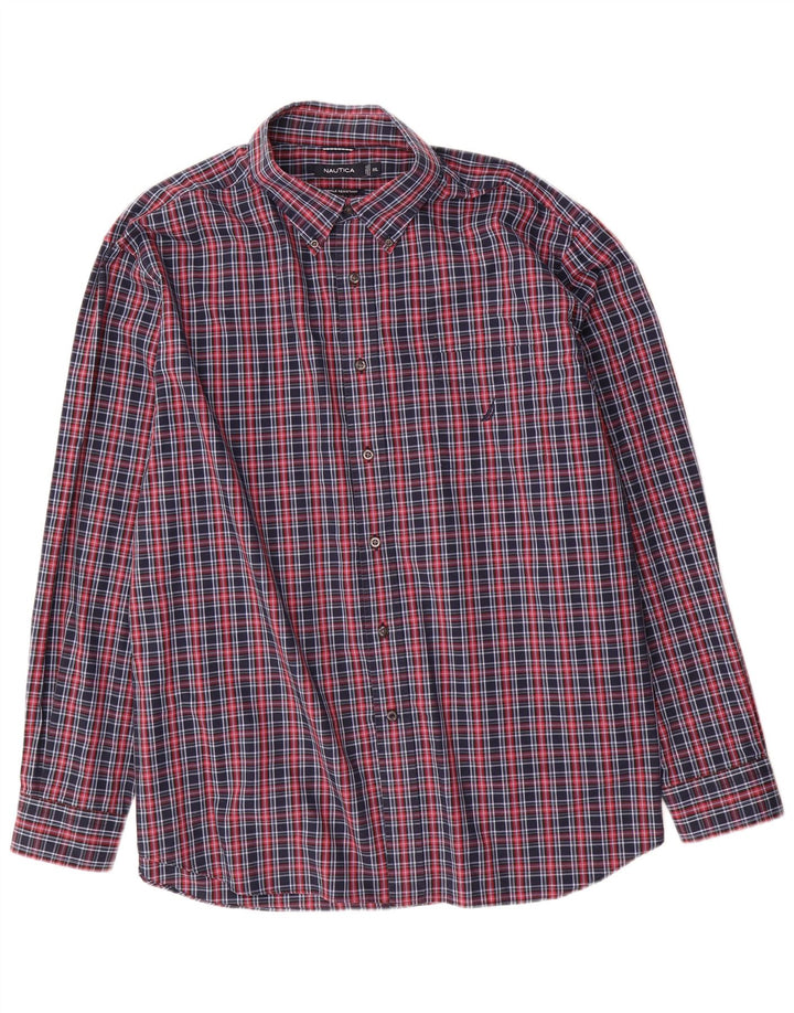 Nautica Herrenhemd 2XL Marineblau kariert Baumwolle