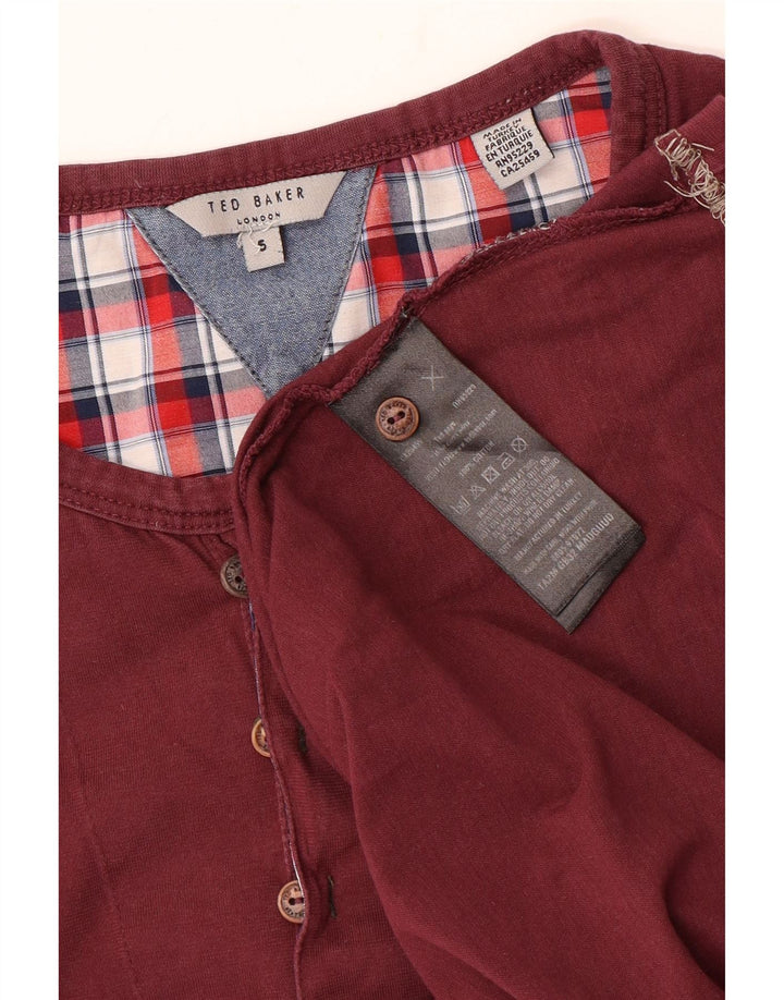 Ted Baker Damen-Top mit langen Ärmeln, Größe 5, XL, kastanienbraune Baumwolle