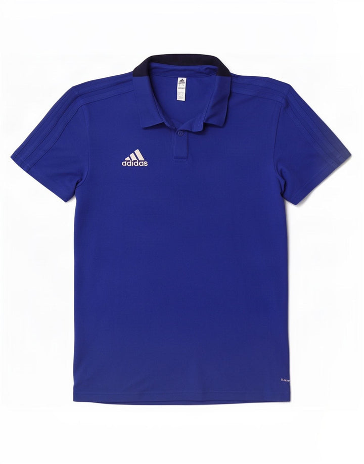 Adidas Herren Climalite Poloshirt Mittelblaue Colourblock-Baumwolle