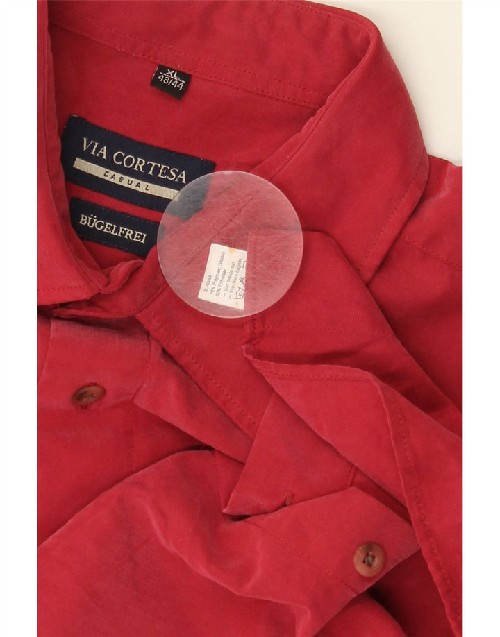 VIA CORTESA Mens Short Sleeve Shirt Size 43/44 XL Red Polyester