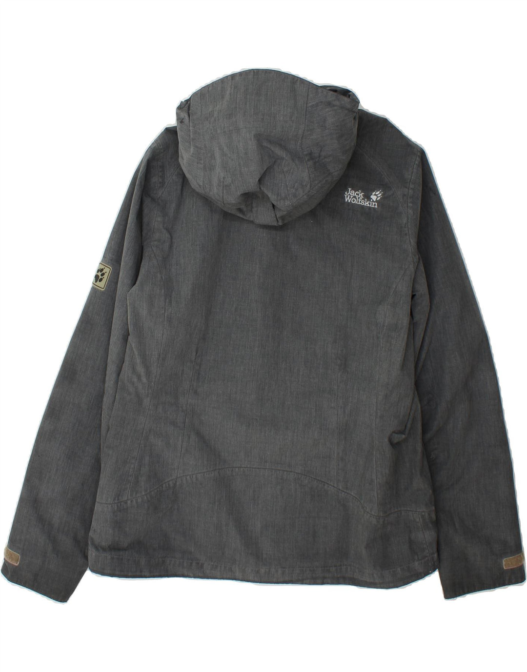 JACK WOLFSKIN Womens Hooded Windbreaker Jacket UK 12/14 Medium Grey Cotton Vintage Jack Wolfskin and Second-Hand Jack Wolfskin from Messina Hembry 