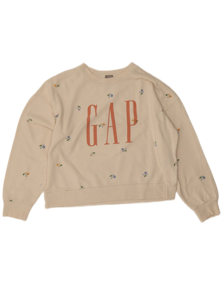 Gap Grafik-Oversize-Sweatshirt für Damen, Gr. 40, Größe L, gebrochenes Weiß mit Blumenmuster