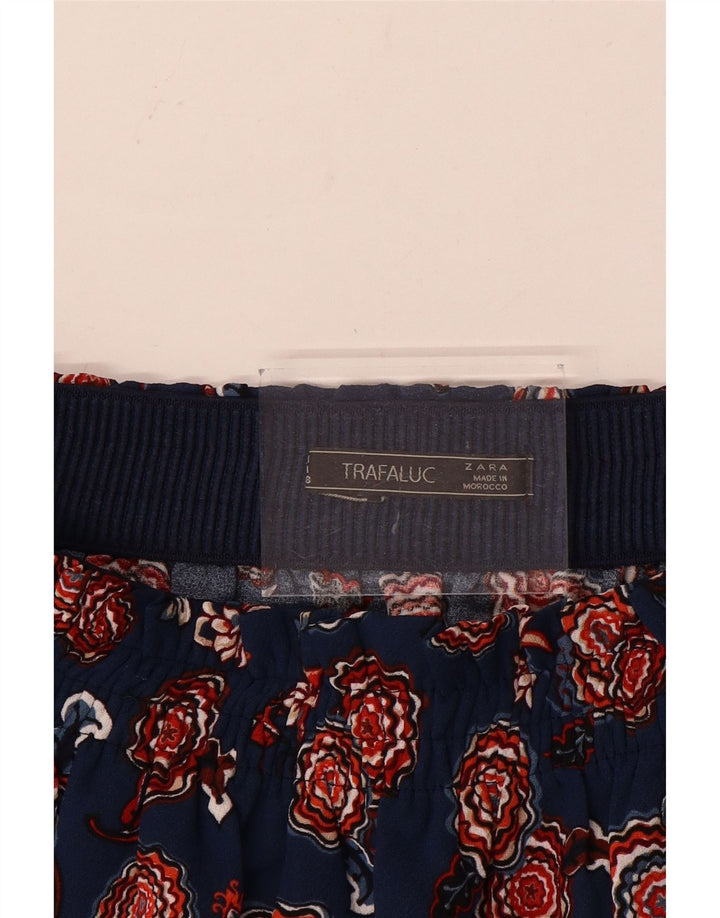 Zara Damen Minirock Medium W28 Marineblau geblümt