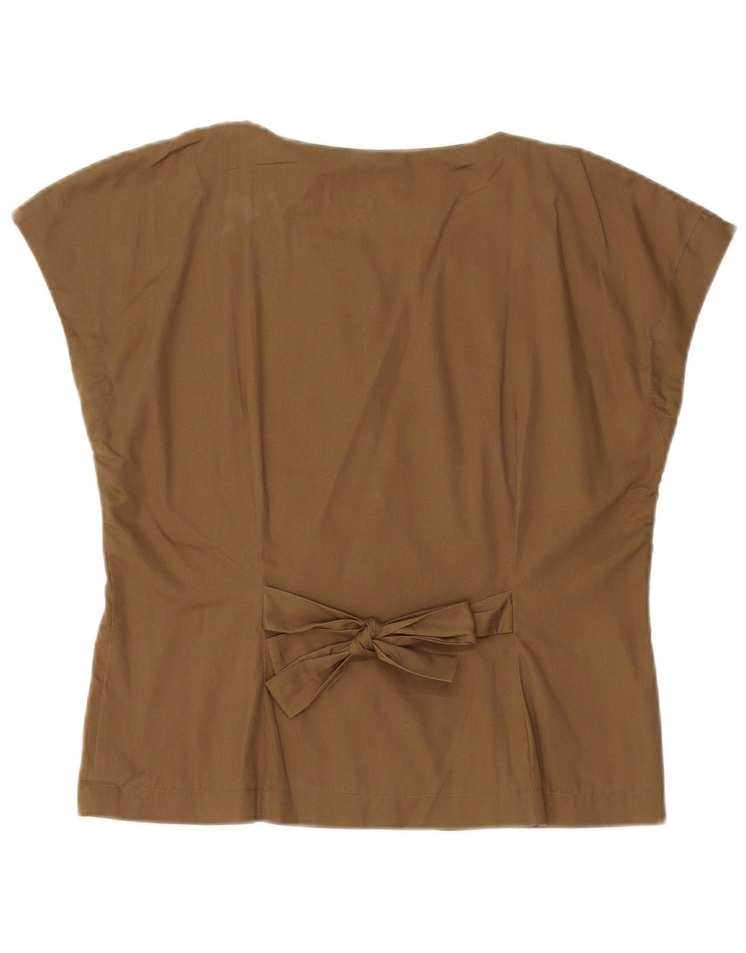 SUPERIOR Kurze, ärmellose Damen-Hemdbluse IT 44 aus mittlerer Khaki-Baumwolle