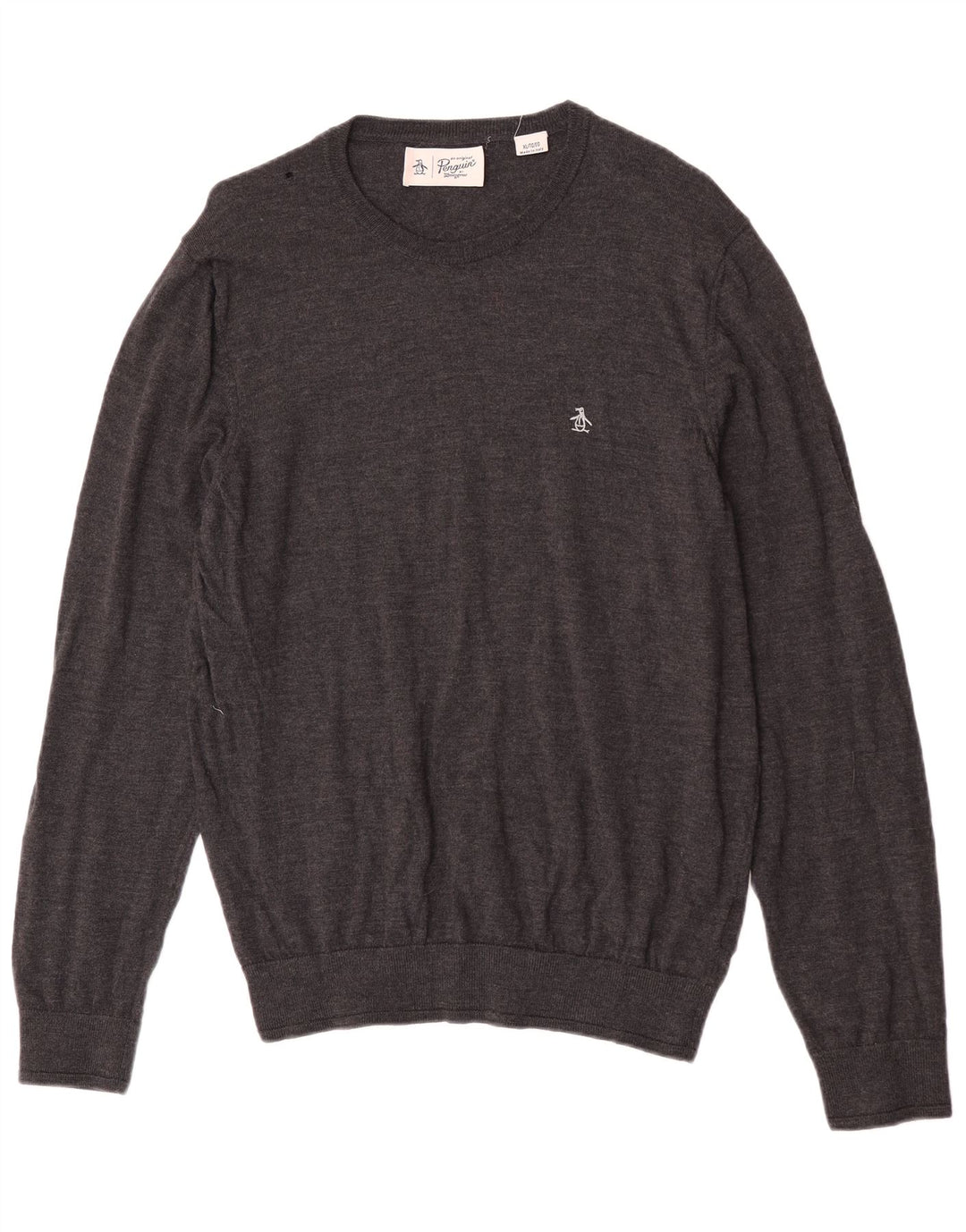 Penguin Herren-Pullover mit U-Boot-Ausschnitt, XL, graue Merinowolle