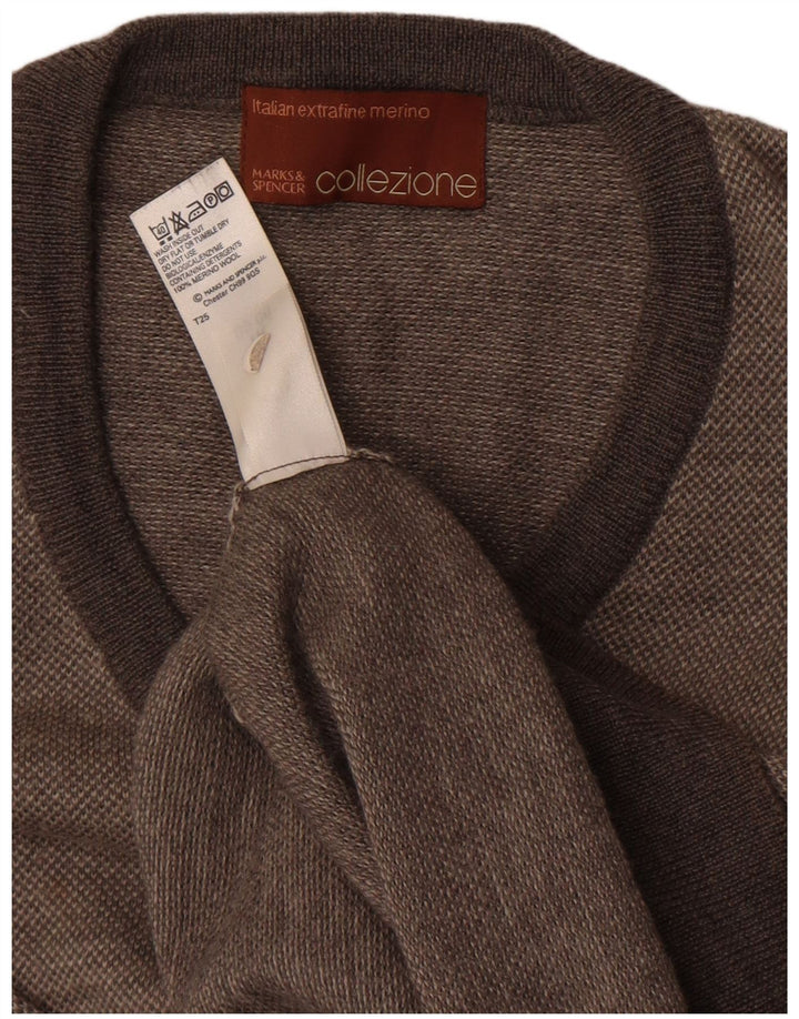 Marks & Spencer Herren-Pullover mit V-Ausschnitt, groß, graue Merinowolle