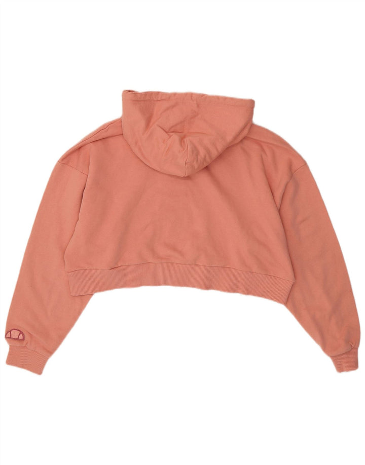 ELLESSE Womens Crop Oversized Hoodie Pullover UK 8 Small Rosa Baumwolle