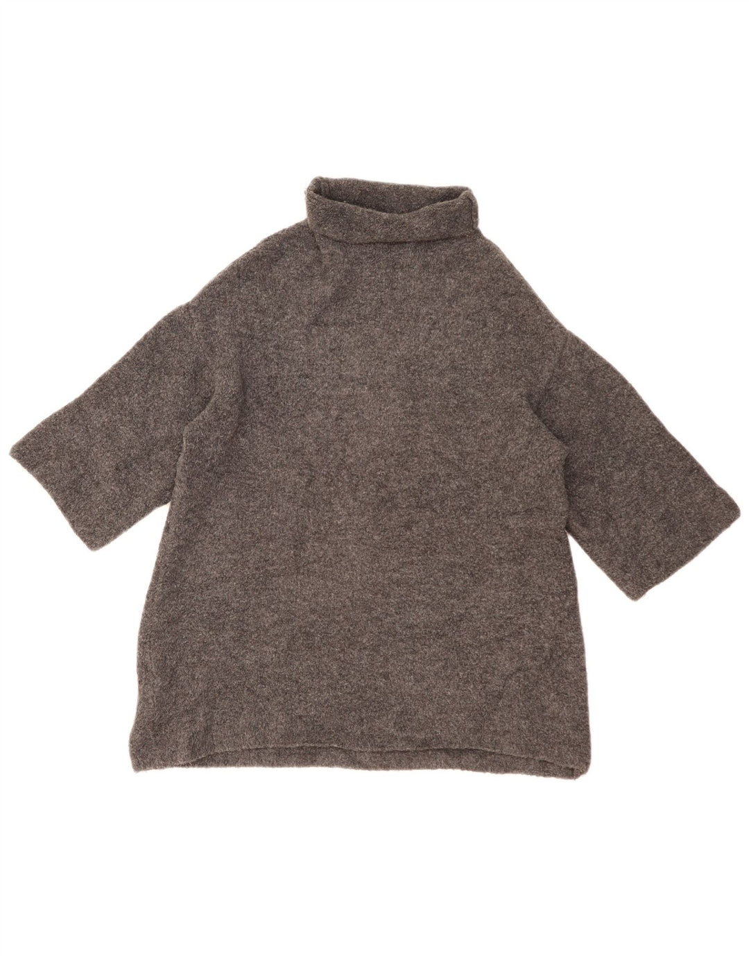ZARA Damen-Pullover mit 3/4-Ärmeln, übergroßer Rollkragenpullover, Gr. 10, Größe S, Grau