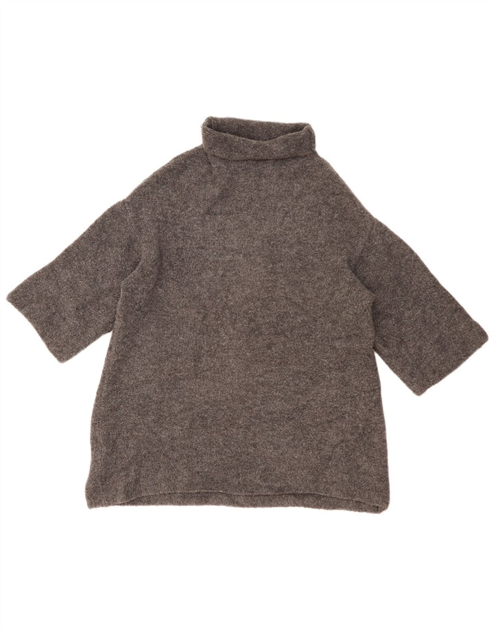 ZARA Damen-Pullover mit 3/4-Ärmeln, übergroßer Rollkragenpullover, Gr. 10, Größe S, Grau