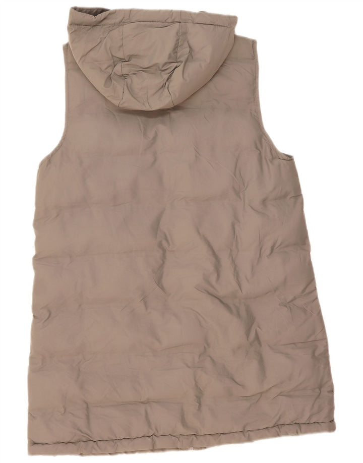 Zara Damen Kapuzenmantel, ärmellos, gepolstert, UK 16, Größe L, grau, Polyester