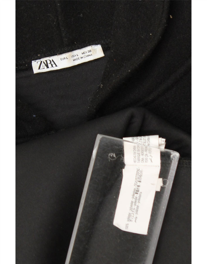 Zara Damen Kapuzen-Fleecejacke UK 16 Large Schwarz Polyester
