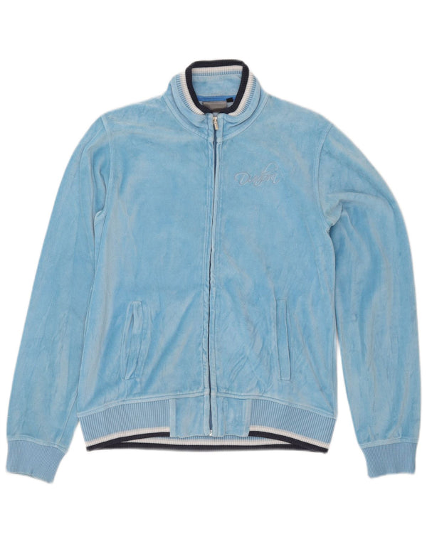 Diadora Samt-Trainingsoberteil für Damen, UK-Größe 10, Größe S, blau, Baumwolle
