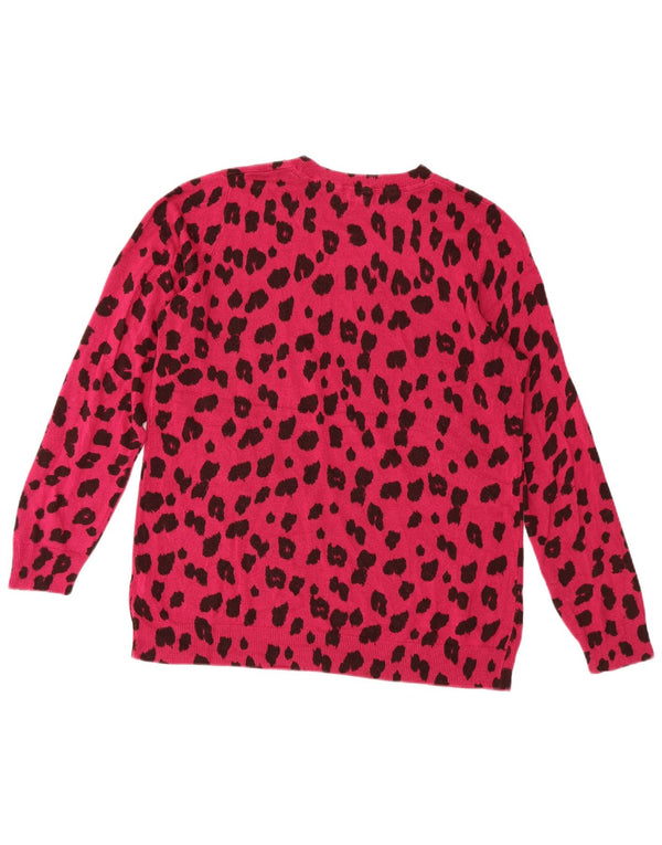 Marks & Spencer Damen-Pullover mit Rundhalsausschnitt, Gr. 22 2XL, rosa Tiermuster