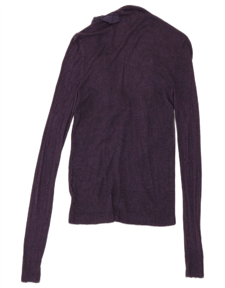 Dkny Damen-Cardigan mit Rüschen vorne, Gr. 8, Lila, Viskose