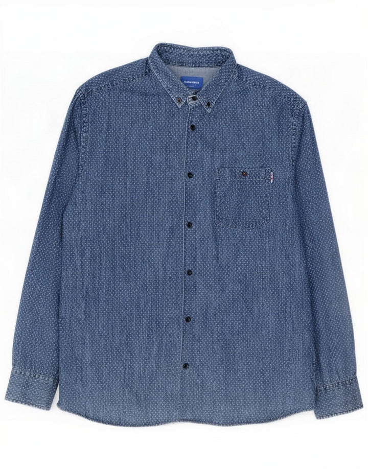 Jack & Jones Herren Jeanshemd 2XL Blau gefleckt
