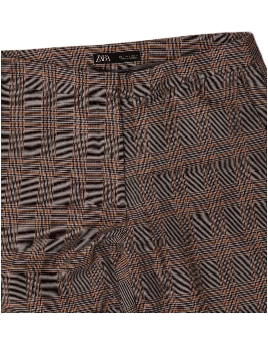 Gerade Chino-Hose für Damen von ZARA, Größe L, W30, L26, Grau mit Hahnentrittmuster