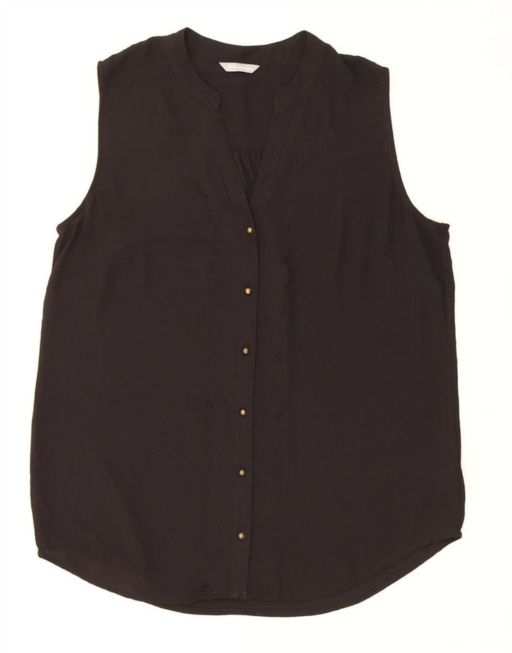 MARKS & SPENCER Damen ärmellose Hemdbluse UK 14 Large Schwarz