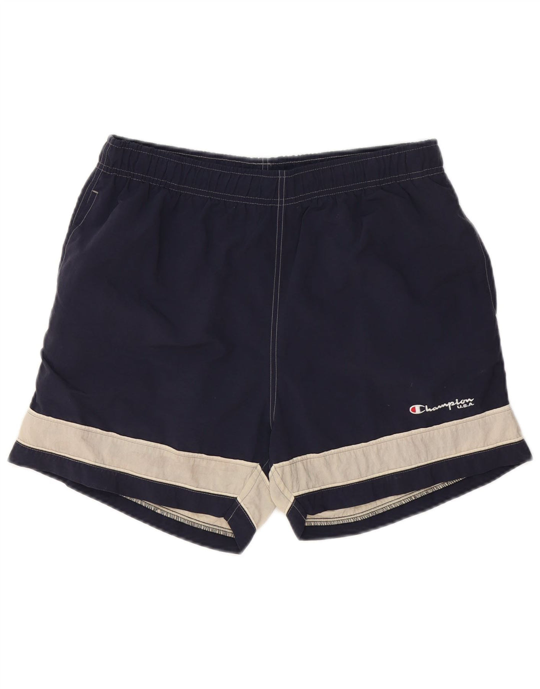 CHAMPION Herren-Badeshorts, mittelgroß, marineblau, Colourblock-Polyamid